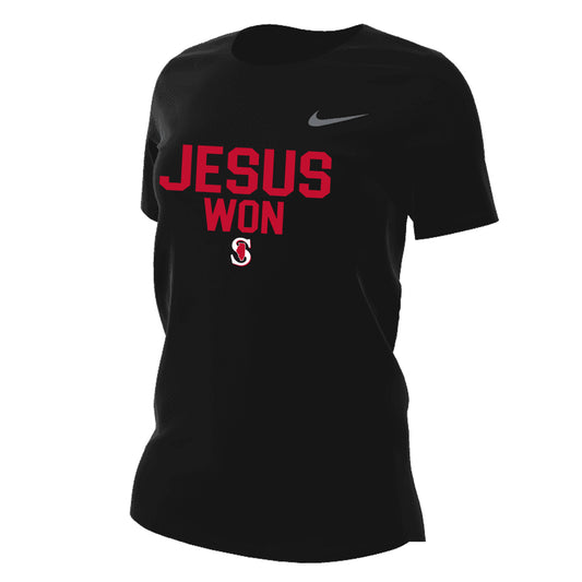 WOMENS NIKE JESUS WON LEGEND SHORT SLEEVE